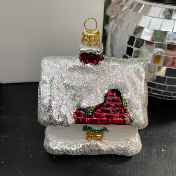 Starglass Ornament White Christmas House Glass Glitter Handblown Poland NWT - Picture 4 of 8